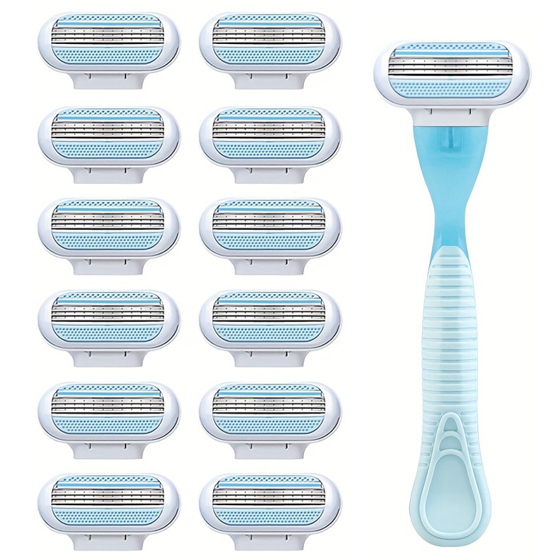 Bikini para el pelo del cuerpo para mujer, cuchilla de afeitar de seguridad de 3 capas, depilación de seguridad de acero inoxidable, cabezal reemplazable de maquinilla de afeitar: Negro
