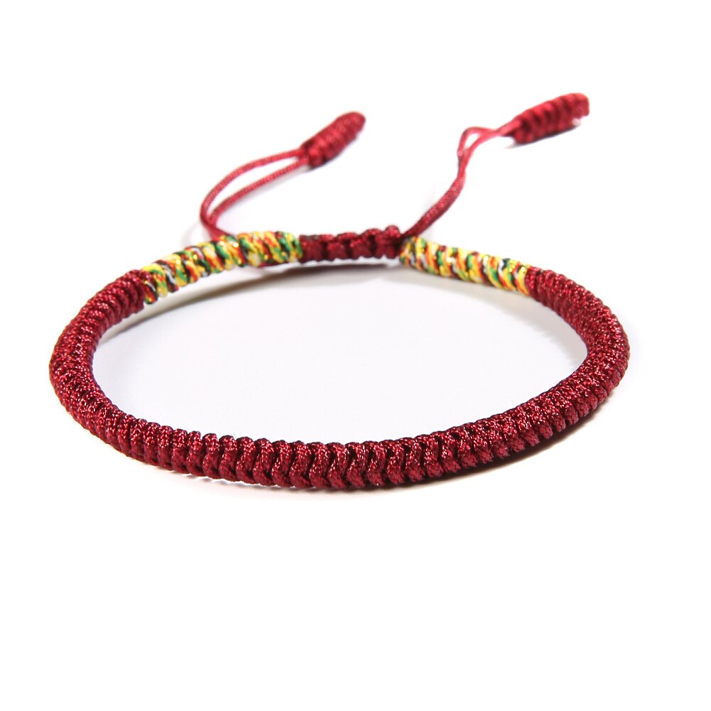Pulsera budista hecha a mano de la suerte con lazo, el mejor tibetano, joyería para mujer, , 1 unidad, pulsera de hilo rojo de: Burgundy