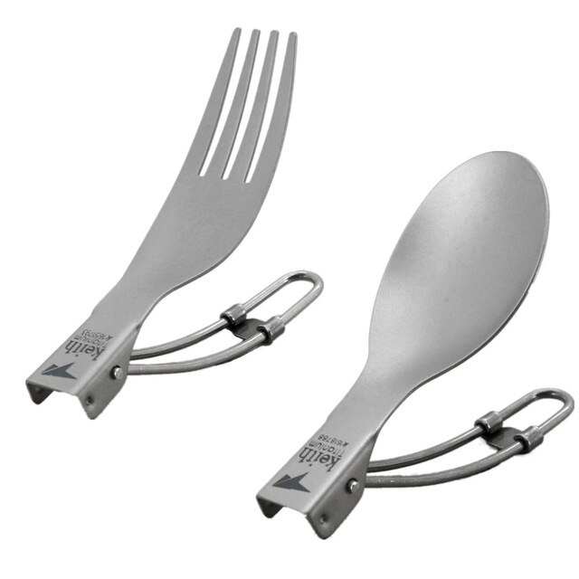 Keith Outdoor Titanium Vouwen Lepel Spork Mes Vork Vouwen Handvat Set Camping Bestek Puinhoop Kit Keuken Servies Draagbare: Spoon Fork