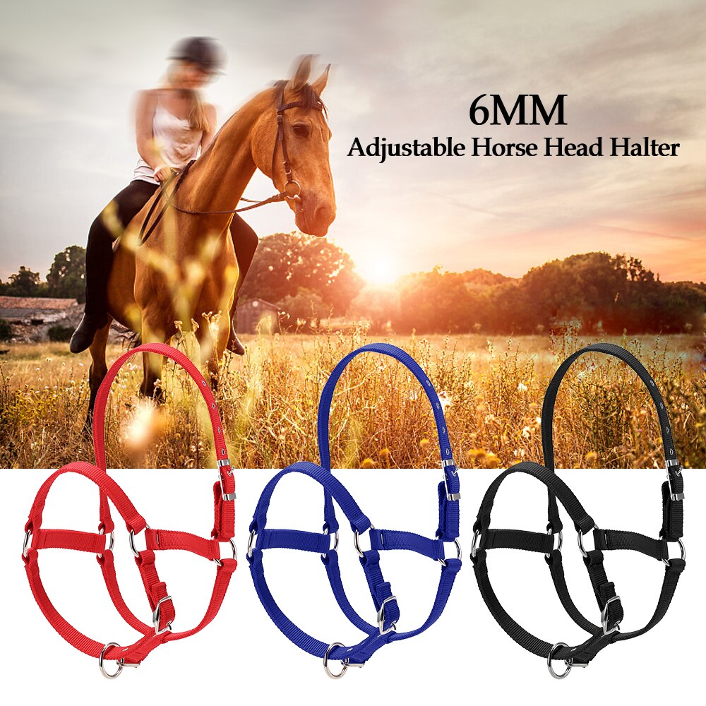Collar de cabeza de caballo grueso de 6MM, brida ajustable de seguridad, accesorios de equipo de equitación, cuerda de caballo de plomo