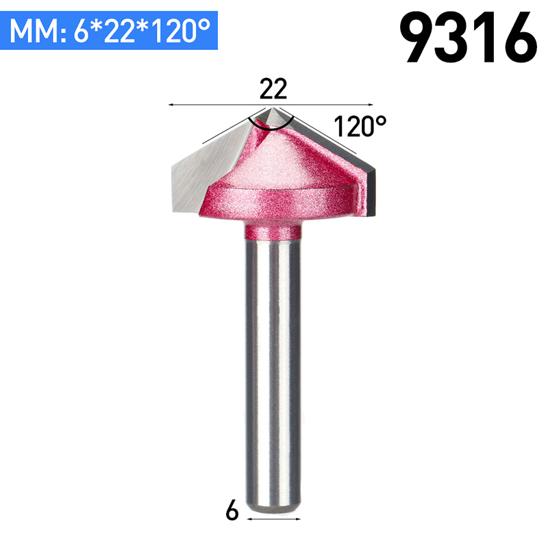 Huhao 1 Pc 6 Mm V Bit Cnc Vhm Mill 3D Frezen Voor Hout Tungsten Houtbewerking Mdf frees 60 90 120 150 Graden: 9316