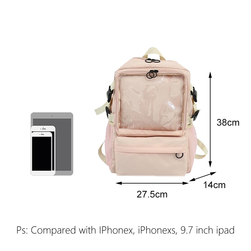 Kawaii Lolita Tas Ita Bag Clear Rugzak Voor Tienermeisjes Schooltas Dames Transparante Rugzak Tas Rood Canvas Itabag H207