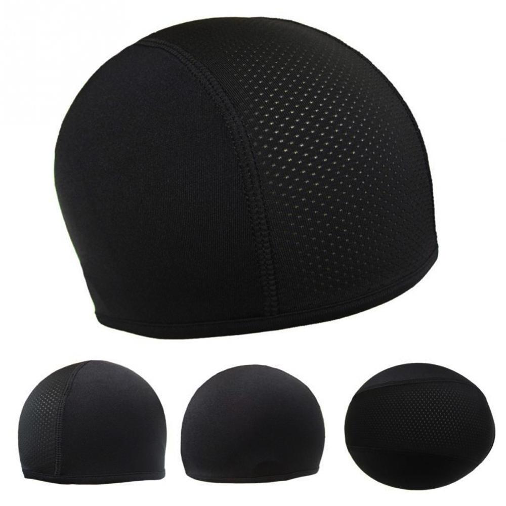 Gorros de ciclismo antisudor para deportes al aire libre, de secado rápido, transpirables, a prueba de viento, forro de casco para motocicleta y bicicleta, color negro