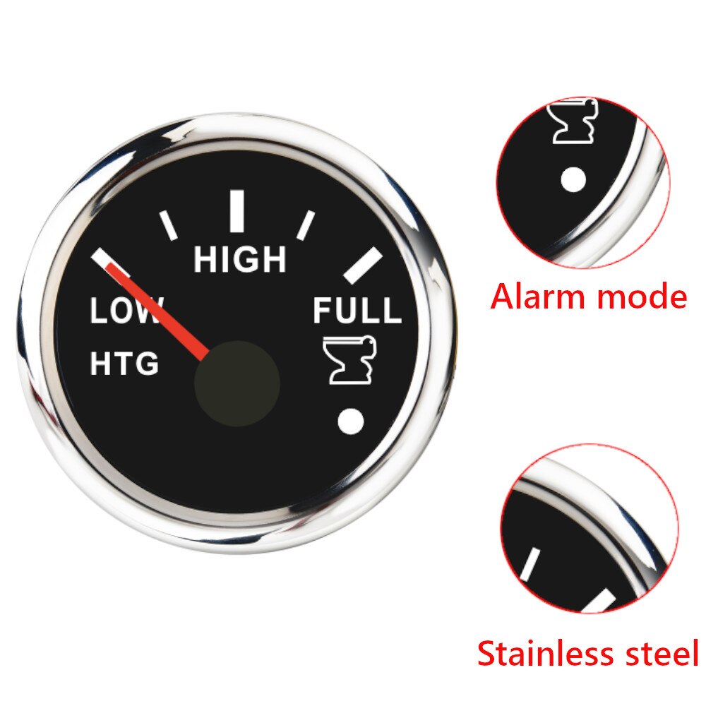 52mm marineholding tank niveaumåler 0-190 ohm 240-33 ohm vandtæt båd spildevands niveau måler htg måler 12v/24v med alarm