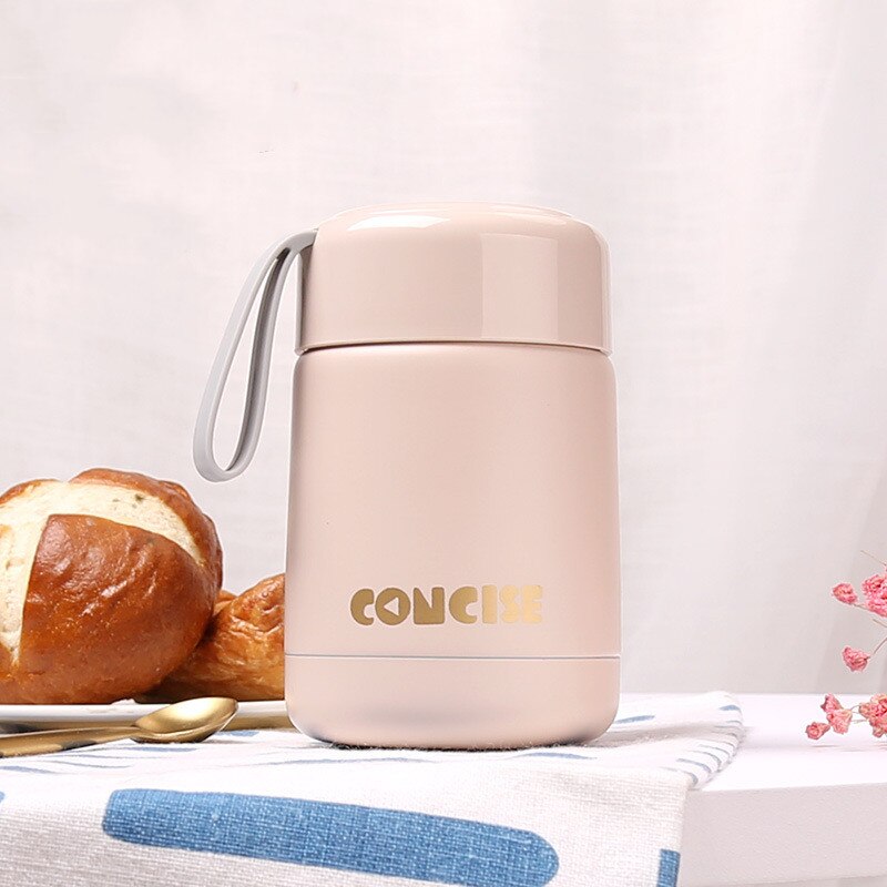 300ml Mini Food Thermos Portable Insulated Lunch Box Double Stainless Steel Food Container Tumbler BPA Free: white