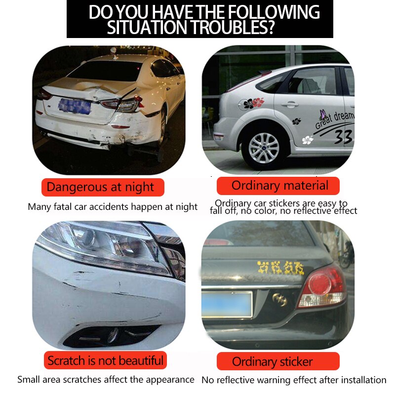 4 kleuren Auto Reflecterende Waarschuwing Sticker Nano Tape Strip Auto Kofferbak Reflecterende Waarschuwing Sticker Strip Bescherm Rijden Veiligheid Decor