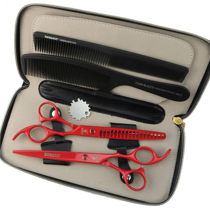 7 inch pink family hairdressing scissors hair scissors Japan 440C cutting and Thinning scissors set