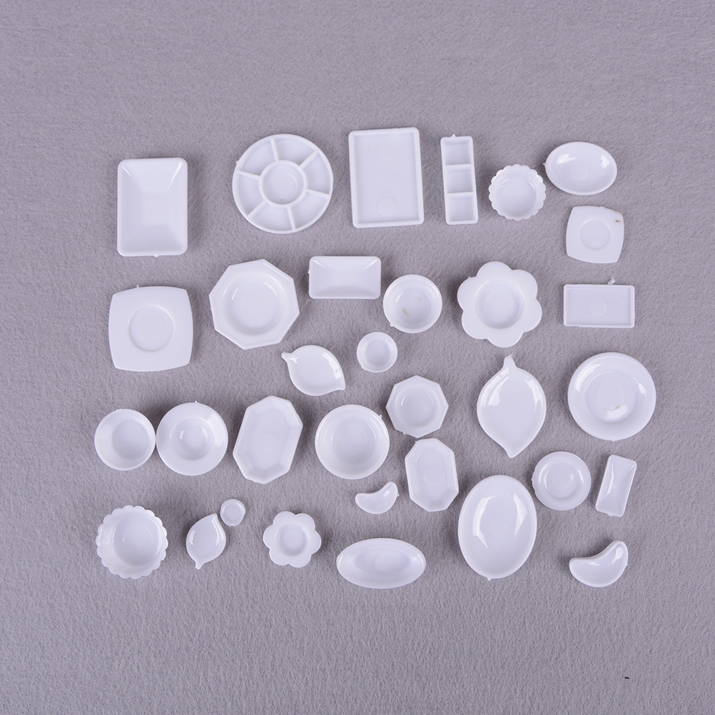 33 teil/satz Küche Acryl Mini Geschirr Miniaturen Tasse Erzähler Erzähler Dekor Spielzeug für freundlicher Mädchen für freundlicher Puppe Zubehör