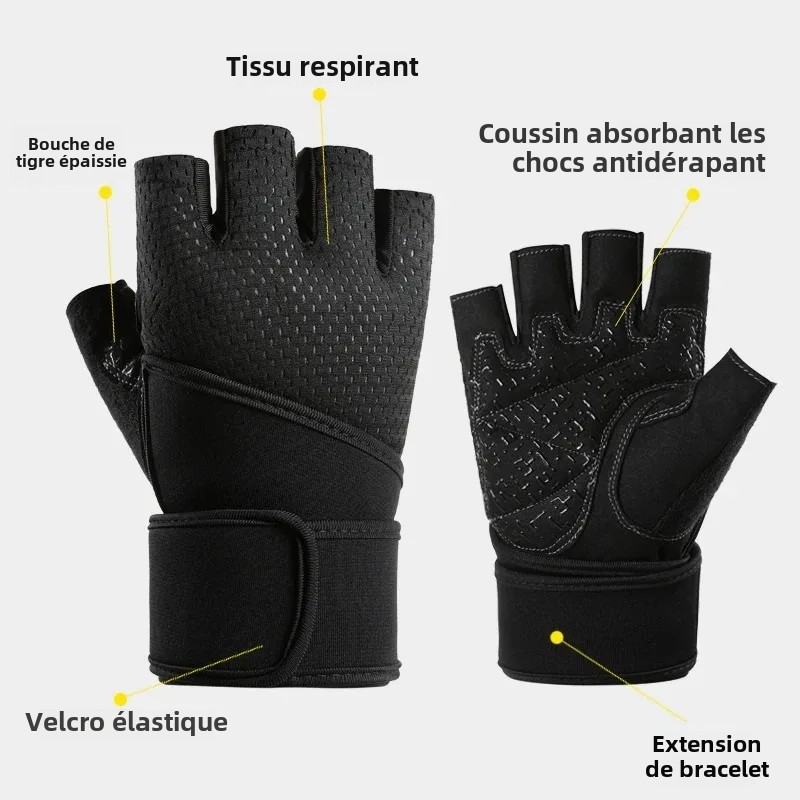 Gym Gloves Grips Anti-Skid Wrist Straps Protector for wrist training anti-slip half finger movement anti-cocoon Palm Protection
