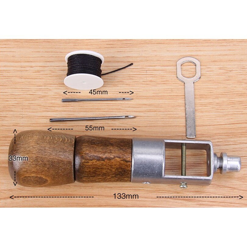 Leather craft Sewing DIY Handmade Leather hand-stitching Tool Sewing Kit Lock Stitch Awl +2 Needles+Wrench