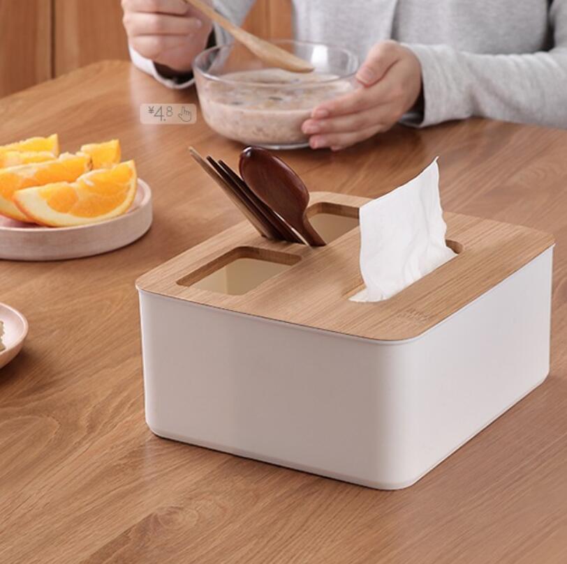 4 Styles Home Kitchen Living Room Toilet Wooden Plastic Tissue Box Solid Wood Napkin Holder Case Simple Stylish