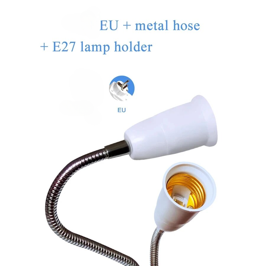 EU-stekker naar E27 lamphouder gloeilampfitting met schakelaar flexibele lampvoet conversie tafellamp converter 30 cm