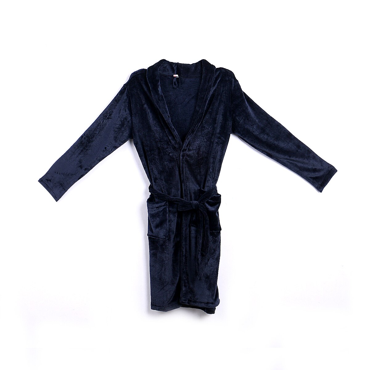 Batas cálidas de invierno para hombre, chal de felpa alargado y grueso, albornoz, Kimono, ropa de casa, bata de manga larga, abrigo,: Azul / L