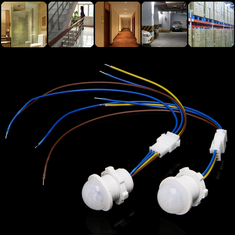 2 x 25mm LED PIR Detector Infrared Motion Sensor Switch w/Time Delay Adjustable