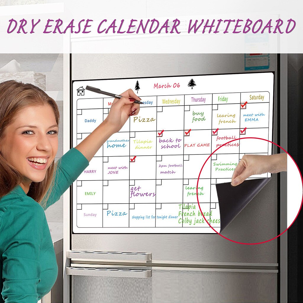 Calendar stickers Refrigerator stickers message Magnetic soft whiteboard foldable magnetic soft whiteboard plan table office