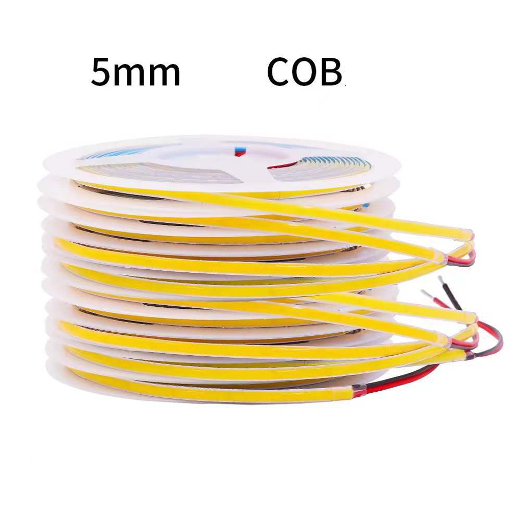 Tira de luces Led COB naranja de 3mm, 5mm, 8mm, 12V, 24V, 3000K, 6000K, RGB, cinta LED Flexible suave FCOB Ra90 para iluminación decorativa, 5 m/rollo