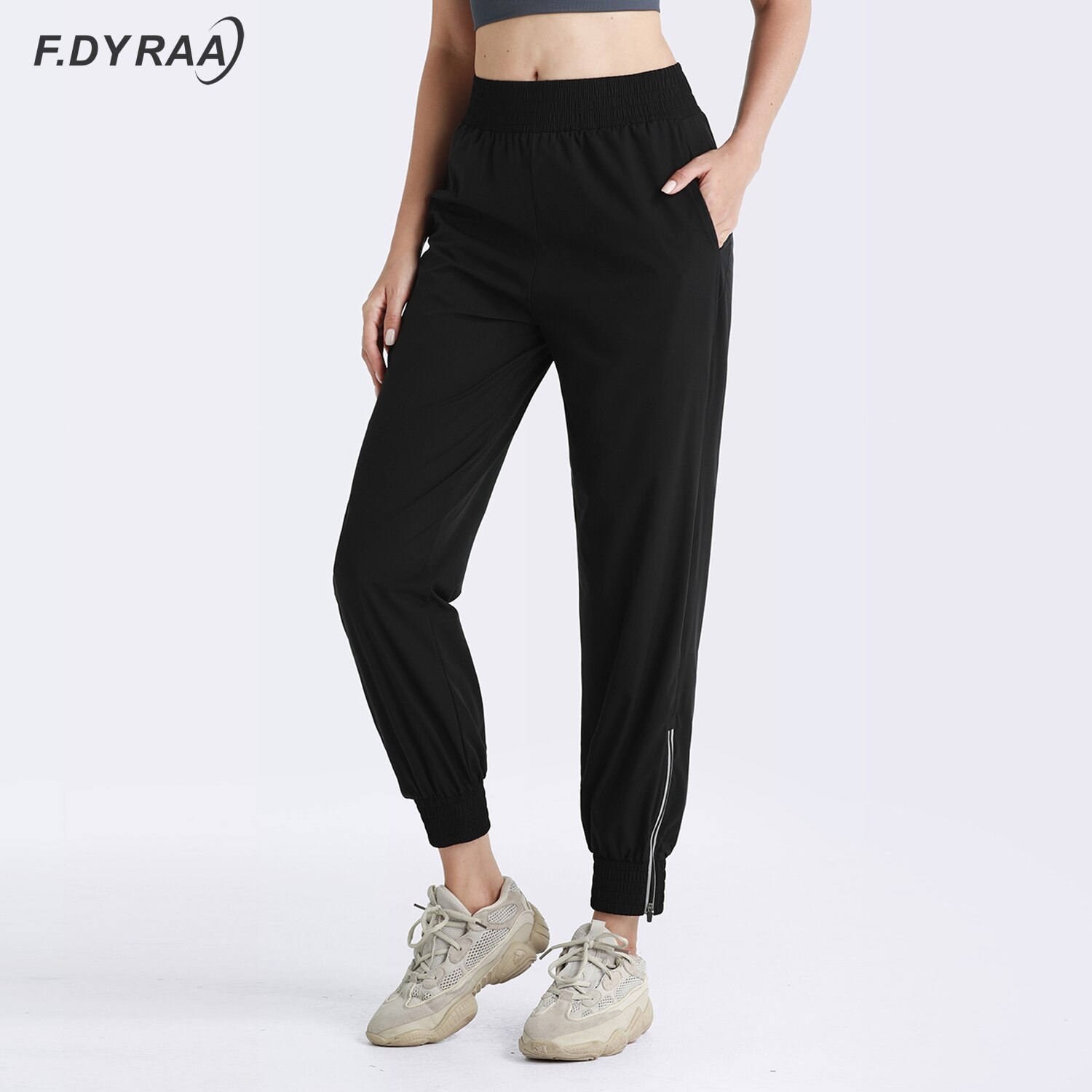 F. Dyraa Vrouwen Running Broek Sportkleding Quick Dry Training Jogging Broek Joggingbroek Vrouwelijke Fitness Workout Rits Sport Broek