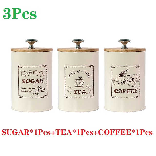 1-3 stuks opslagtanks in scandinavische stijl, bamboe deksel, afgesloten pot, koffiepot, theeblik, suikerpot, snack, snoep, vochtbestendig met afdichting: Stuks 3