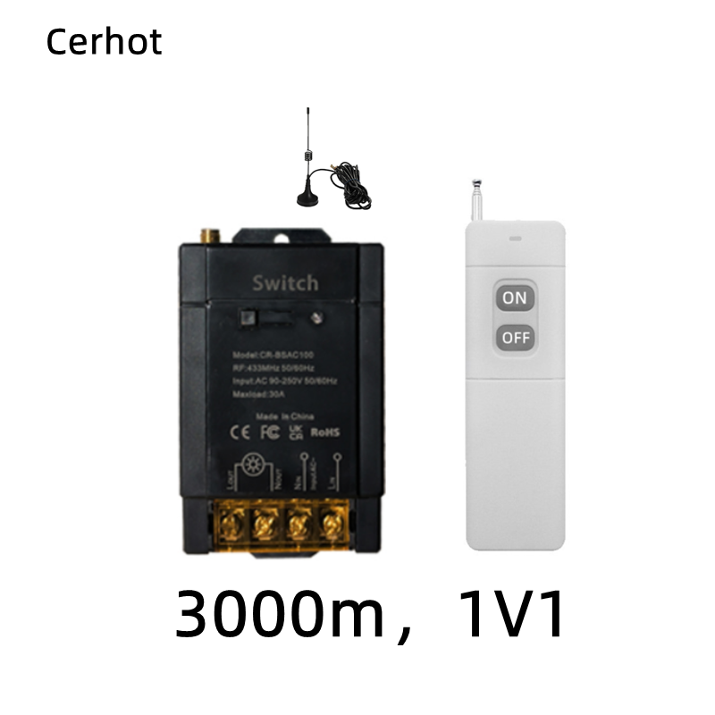 Cerhot Wireless Remote Control Switch On-off High-power 30A Wide-voltage AC 85-265V Long-distance RF433 Remote Control 3000M: GRAY