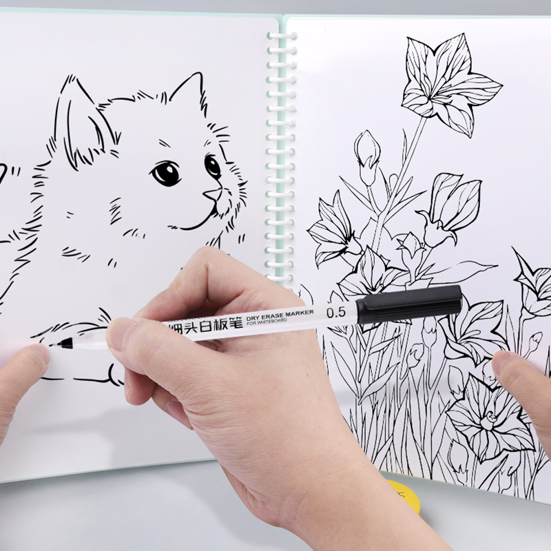 Droog uitwisbare whiteboard-markers - fijne punt 0,5 mm fijne punt, uitwisbare pennen voor kinderen, leraren, kantoor, whiteboard (zwart/rood/blauw)