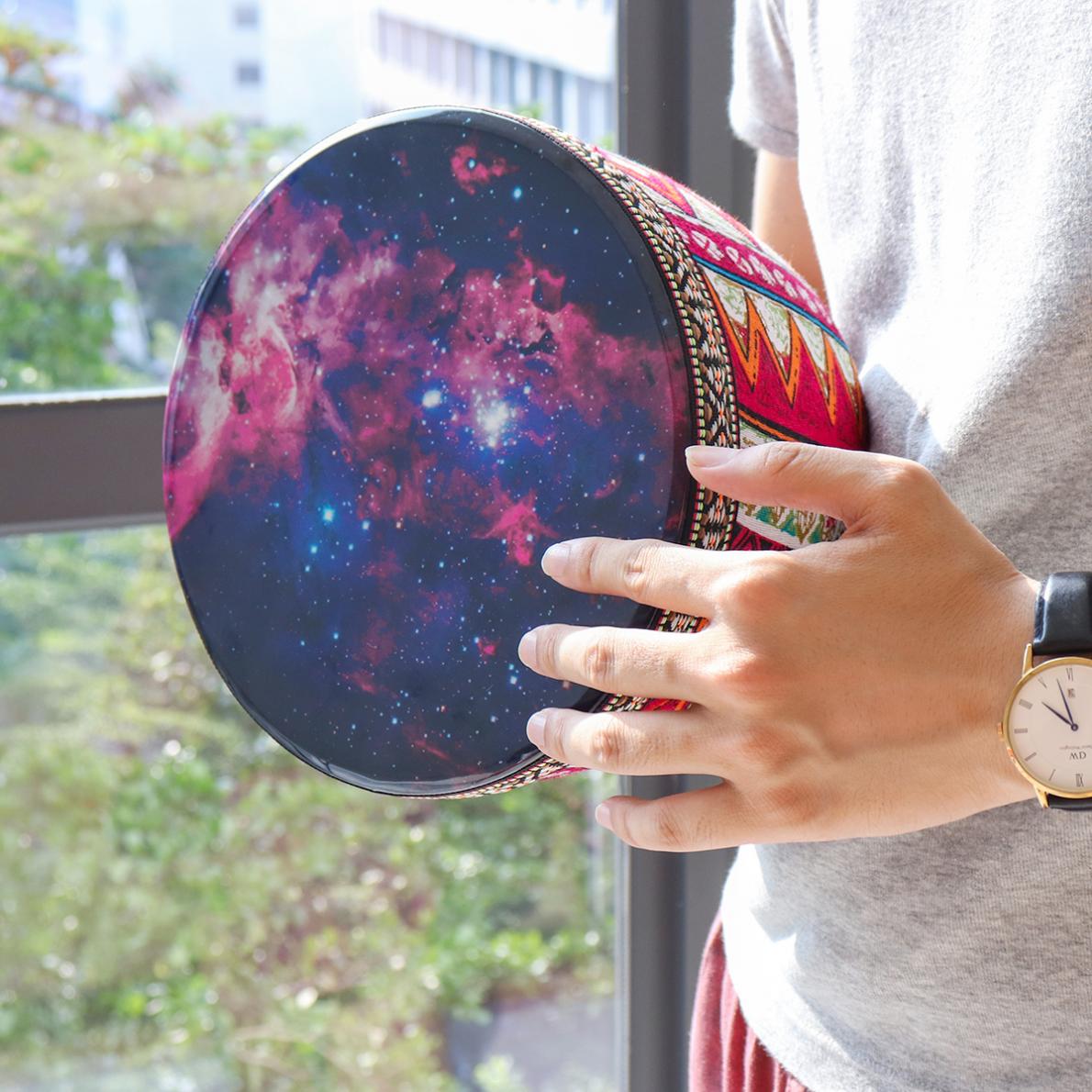 8 Inch African Djembe Drum Colorful Cloth Art ABS Barrel PVC Starry Sky Skin Children Hand Drum