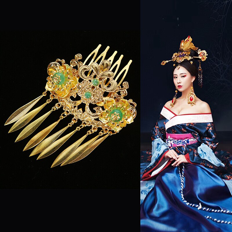Qsj antiguo disfraz chino peluquería estilo antiguo imperial concubina Peluca de tocado
