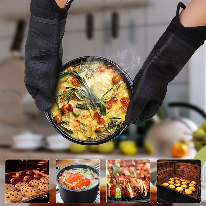 GEEKHOM Ofen Handschuhe Hitze Beständig Silikon Handschuhe Ofen Handschuhe Küche Kochen BBQ Grill Backen Grillen Topflappen Handschuhe