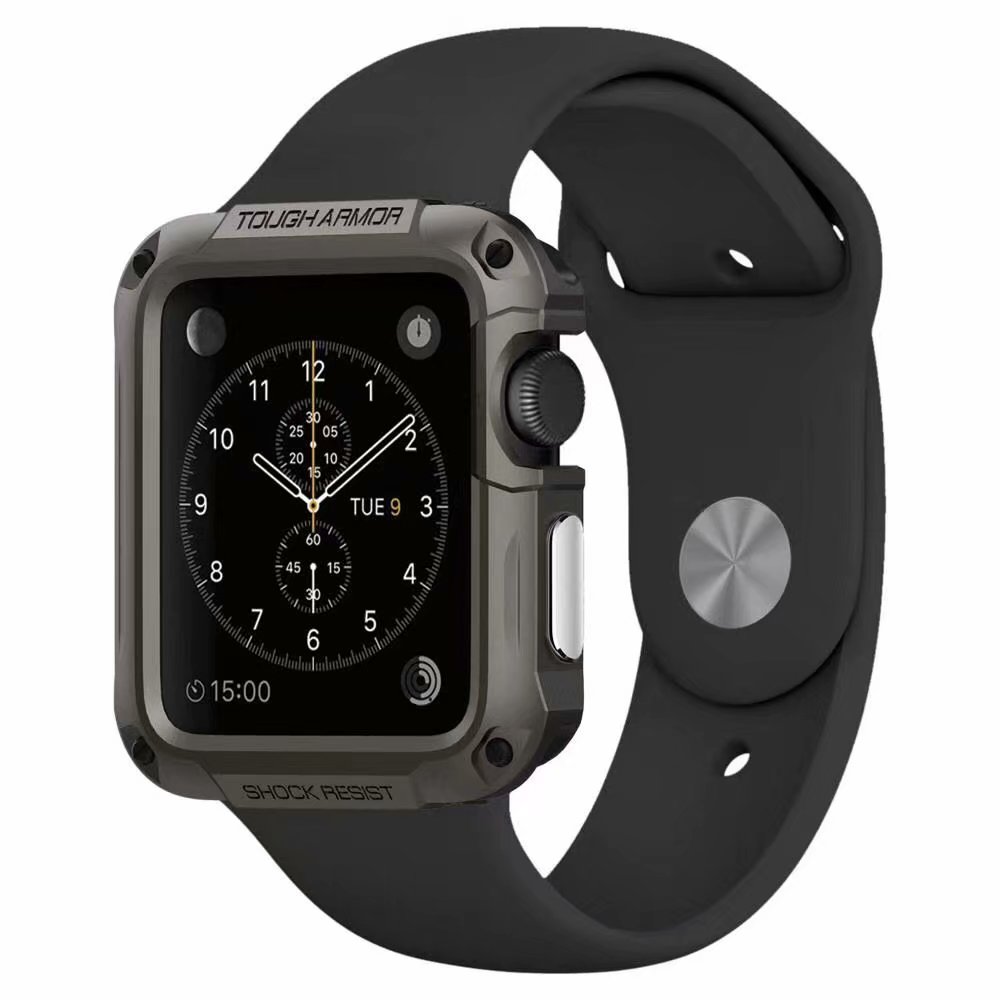 Case For Apple Watch 42mm 38mm 40mm 44mm Shock-Resist Cover with 360 Full Screen Protector Builtin for iWatch 5 4 3 2 1: Black Gray / 42MM