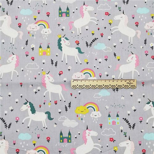 160x50cm Rainbow Unicorn Print Cotton Twill Fabric... – Grandado