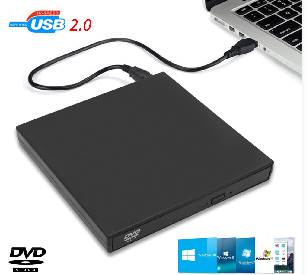 External CD DVD Drive, USB 2.0 Slim Protectable External CD-RW Drive DVD-ROM Player for Laptops Desktop PCs: Default Title