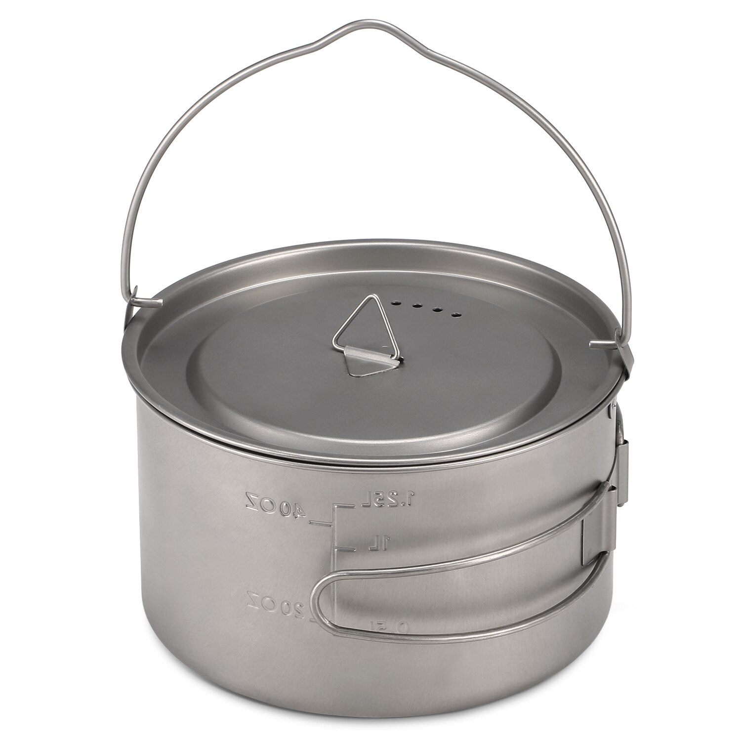 Lixada 1,25 L Titan Topf Tragbare Ultraleicht Camping Titan Topf mit Faltbare Griff draussen Camping Wandern Kochen Ausrügestochen