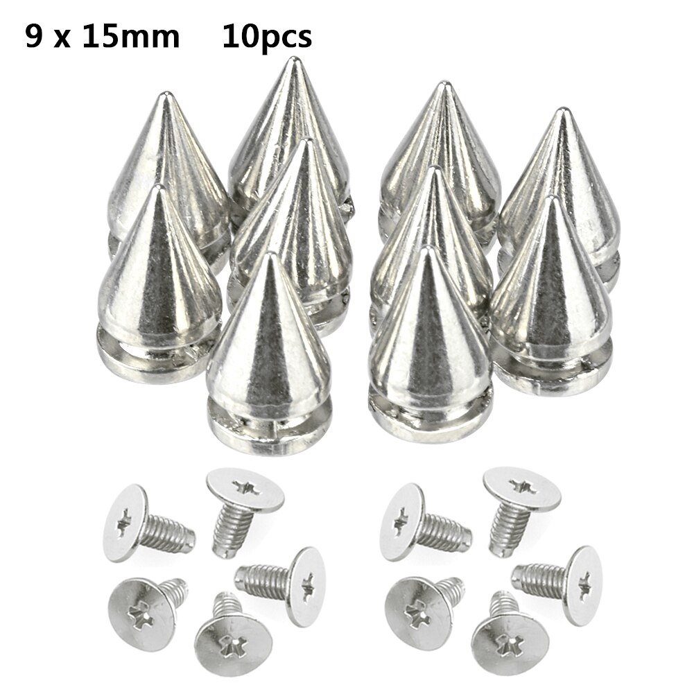 Remaches tipo bala plateados Para Ropa, tachuelas Punk de cuero, Parche de espinas, tachuelas Para Remaches, 10 Uds.: 9x15mm