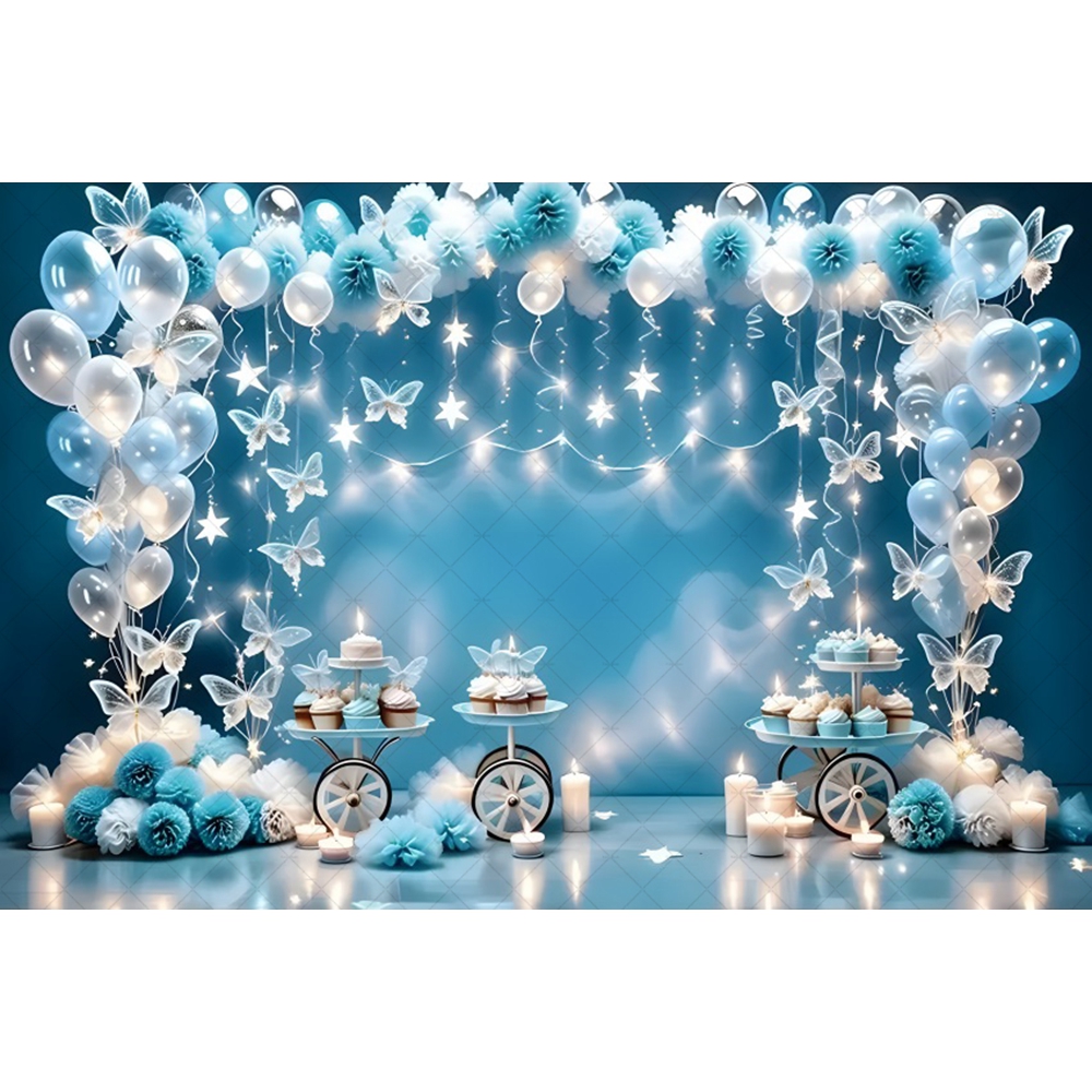 Butterfly Arch Door Balloons Backdrop Baby Shower Happy Birthday Banner Background for Photography Party Decoration Photozone: Lavender / 300*500