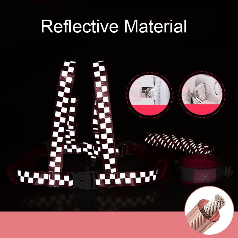 Safety Anti Lost Wrist Link Toddler Baby Harness With Key Lock Reflective Belt Strap Rope Children Walking Wristband