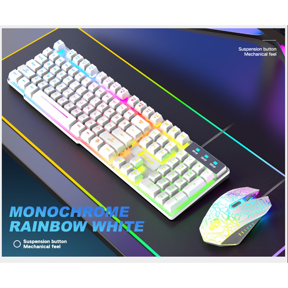 2400DPI LED RGB Backlight Keyboard 2400DPI 6 Buttons USB Ergonomic Wired Gaming Keyboard for PC Laptop Computer Gamer