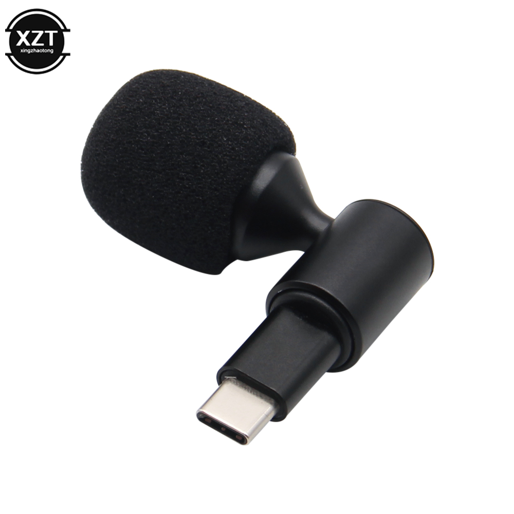 Type-C Plug Mini Microphone for Smartphone Mobile Phone Studio Mic 90° Angle Adjustable USB C Wireless Mircophone for laptop pc