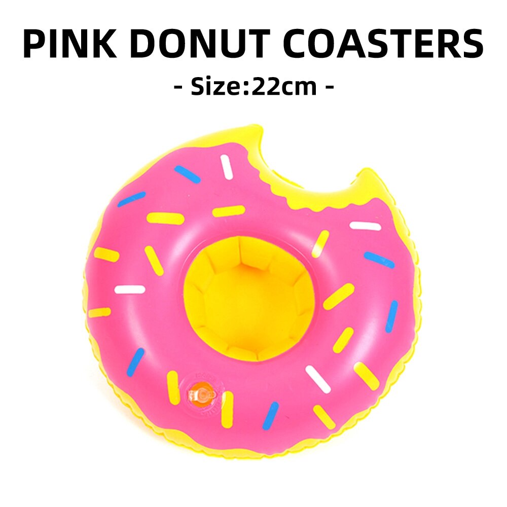 Coaster Inflatable PVC Donut Lemon Watermelon Pineapple Crab Love Cup Holder Inflatable Water Floating Cup Holder: pink donut