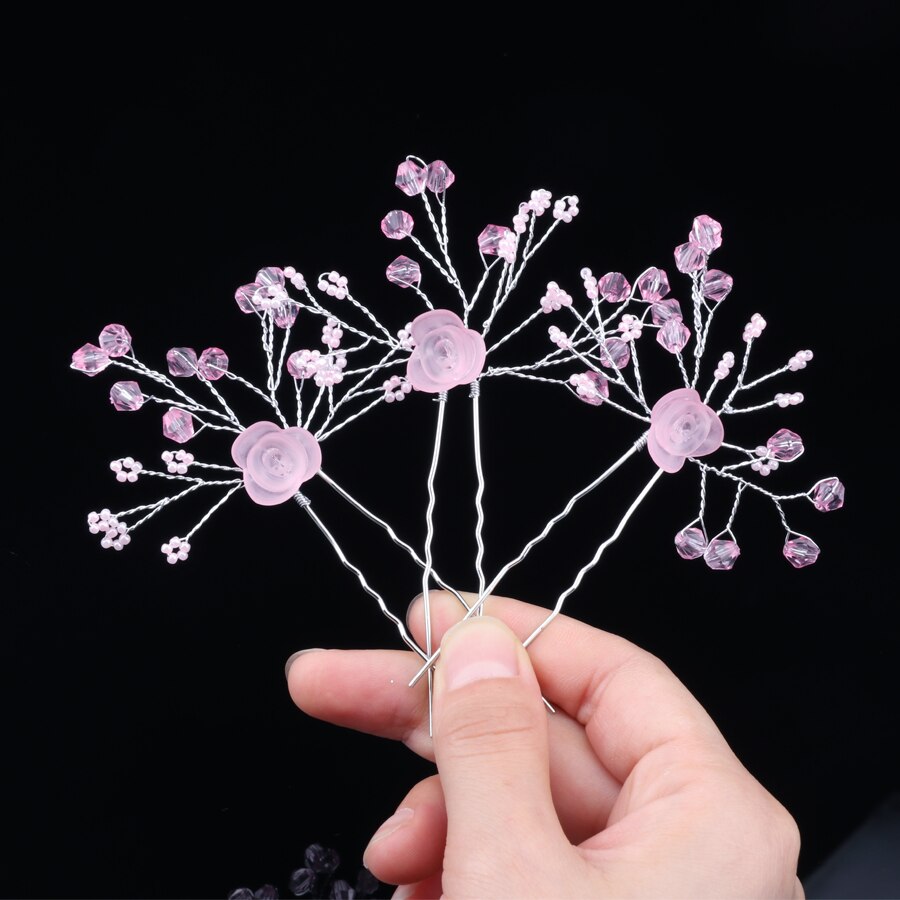 Vintage Hair Jewelry Crystal Rhinestone Handmade Leaf Flower Hairpins Hair Clips Wedding Bridal Headwear Hair Pins