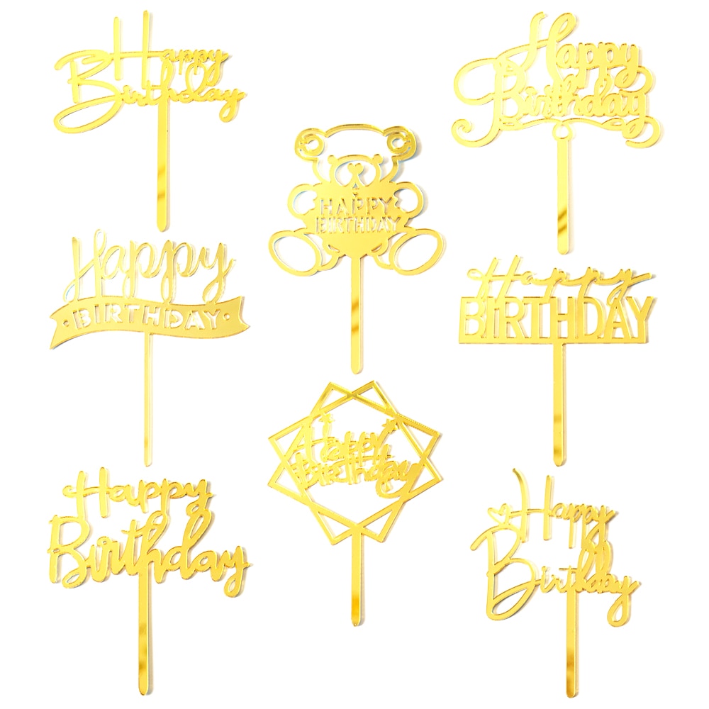 Pak Van 10 Stuks Mini Gelukkige Verjaardag Acryl Cake Topper Verjaardagstaart Decoratie