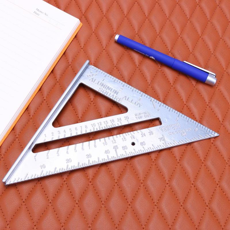 Outil de mesure Triangle règle carrée en alliage d'aluminium rapporteur de vitesse onglet pour charpentier Tri-carré ligne Scriber scie Guide