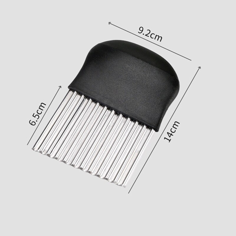 Stainless Steel Potato Chip Slicer Dough Vegetable Fruit Crinkle Wavy Slicer Knife Potato Cutter Chopper French Fry Maker Tool: Black