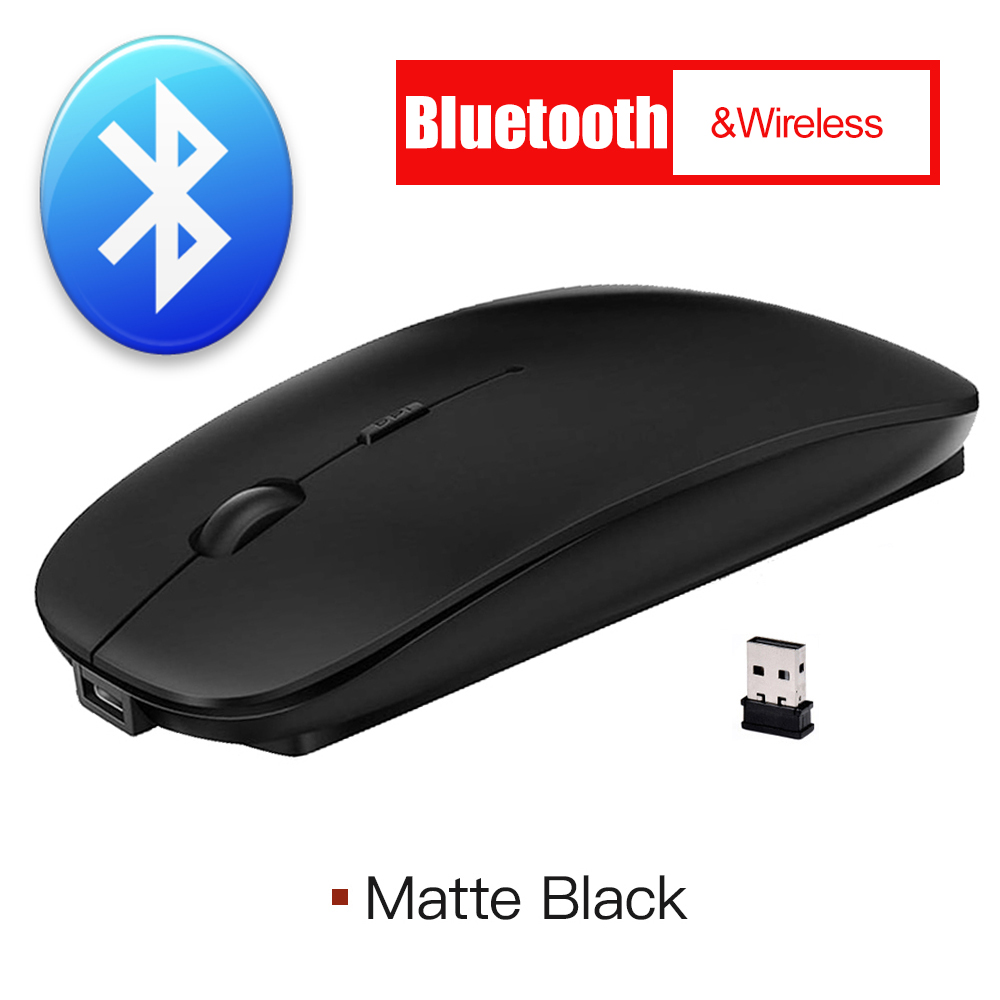 Stille Draadloze Muis Bluetooth Muis Usb Computer Muis Draadloze Oplaadbare Mause Bluetooth 4.0 Ergonomische Muizen Voor Pc Laptop: Bluetooth Black