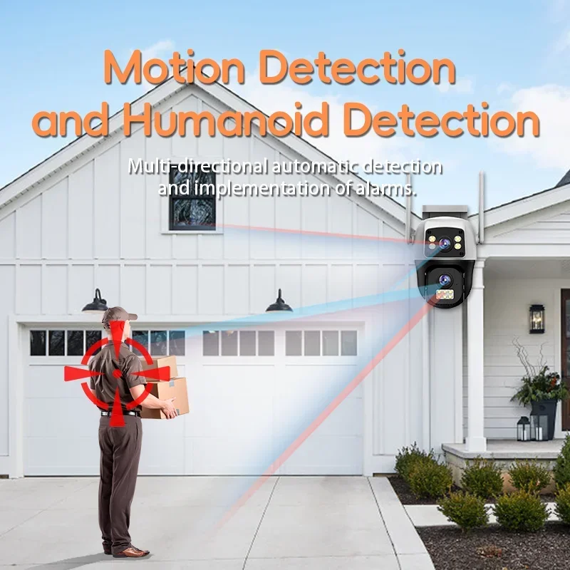 8MP 4K WIFI IP Camera PTZ Outdoor Dual Screen AI Human Detection Dual Lens Two-way Audio CCTV Video Security Camera V380 APP