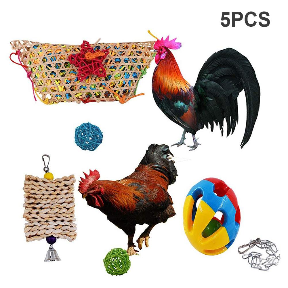 Chicken Toy Rooster Woven Toy Set Durable Chew Ball Toy Hanging Ball Toy for Chicken Hens: Default Title