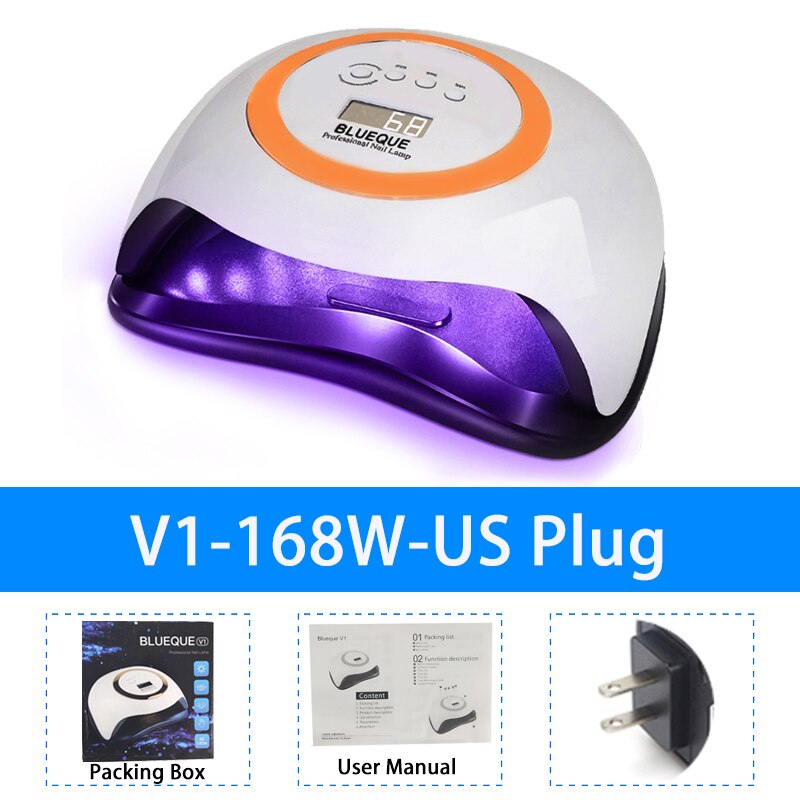 SUN V1-Lámpara LED UV de secado rápido para uñas, potente lámpara de secado rápido para manicura, 168W: Orange US Plug