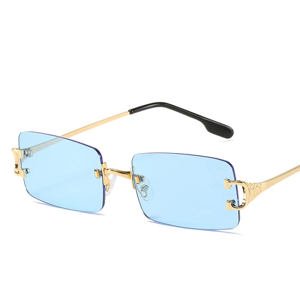 MUSELIFE gafas de sol estrechas para hombre sin montura verano 2025 rojo azul negro gafas de sol rectangulares para dama cara pequeña