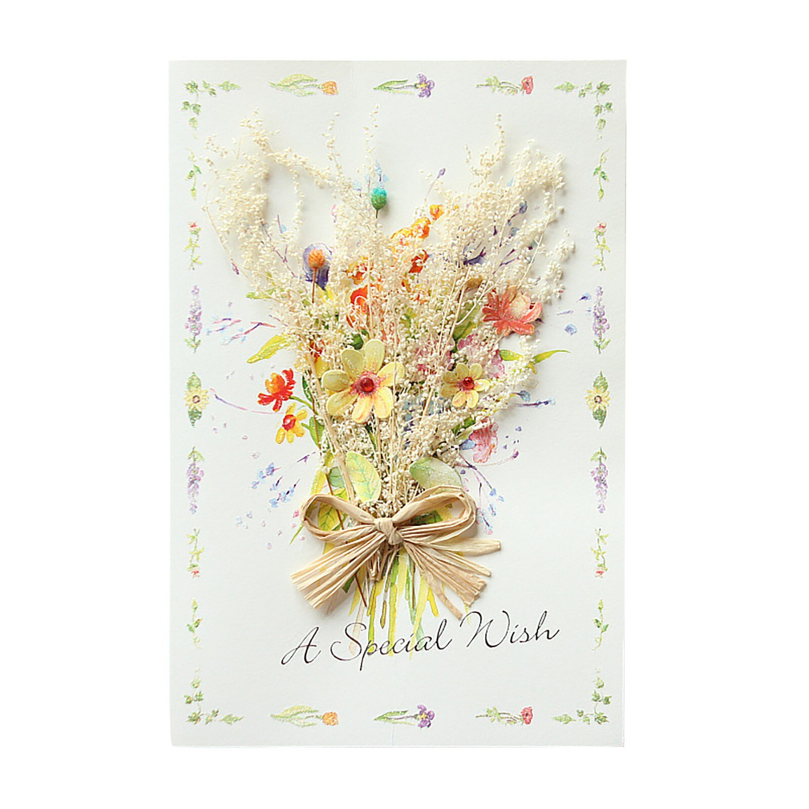 Carte de vœux de fête des mères, carillon fleur séchée, carte d'anniversaire, enveloppe en papier, accessoires: B