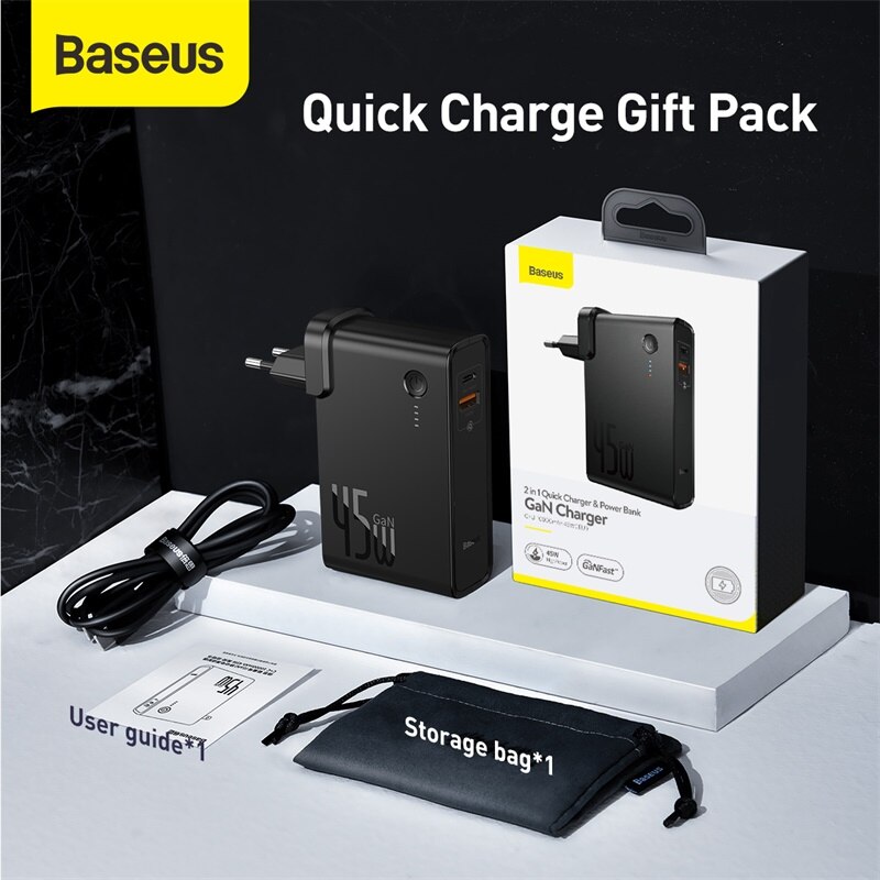 Baseus 45W Gan Charger Qc Snelle Usb Charger Voor Iphone Xiaomi 10000Mah Power Bank PD3.0 QC3.0 Scp Quick oplader Voor Notebook