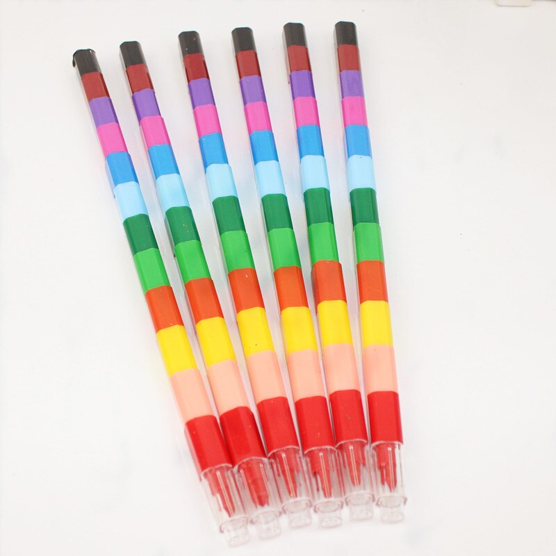 A18 bloques de lápices de cera para pintar 12 colores dibujo lápiz de Color los niños de la Escuela de escritura bolígrafos de papelería de