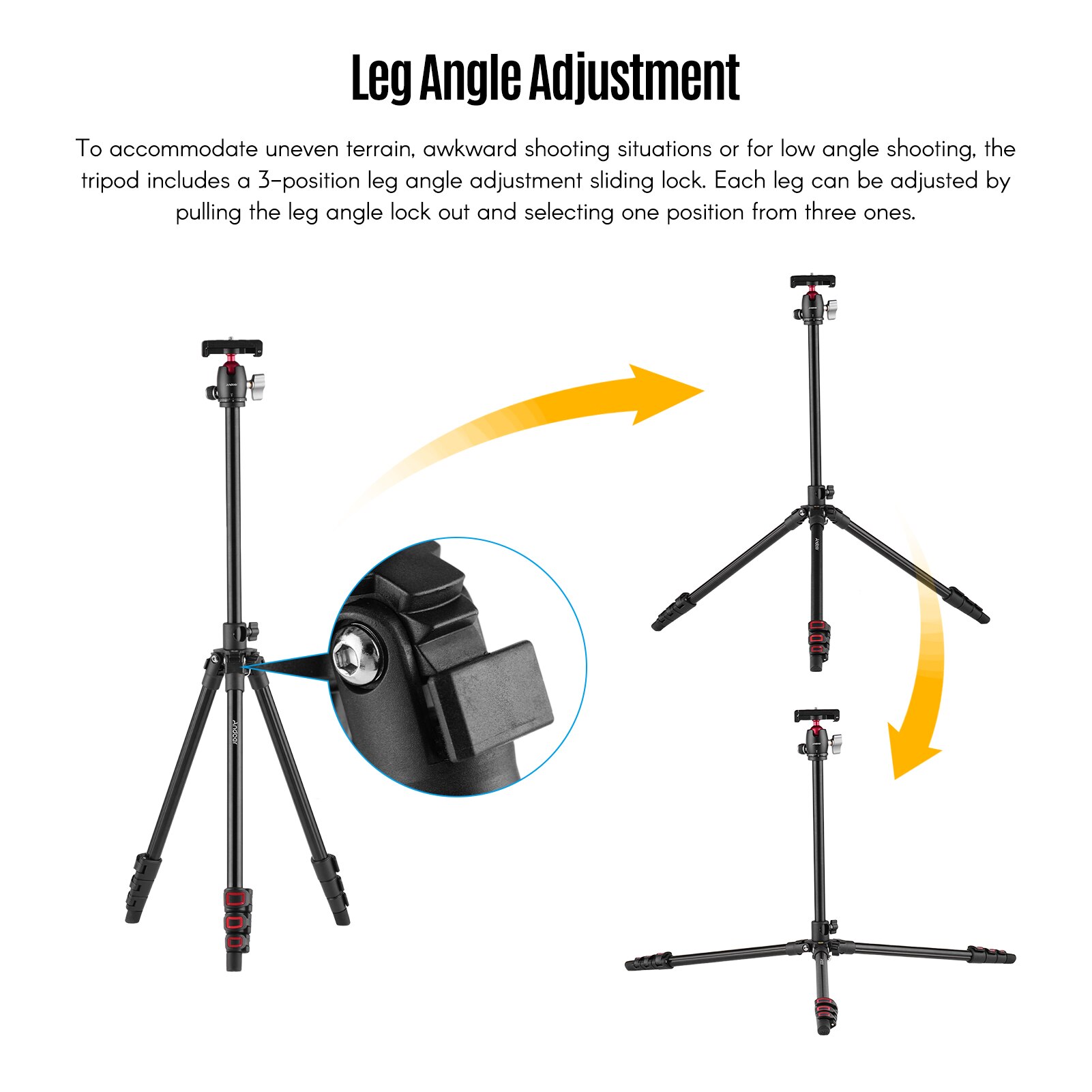 Andoer Q160H Camera Tripod Horizontal Mount Travel Tripod with 360 Panoramic Ball Head for DSLR ILDC Cameras DVs